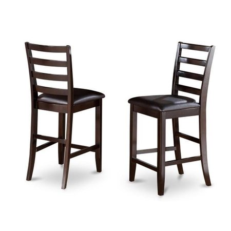 EAST WEST FURNITURE East West Furniture FAS-CAP-LC Fairwinds Counter Height Dining Chair with Faux Leather Seat in Cappucinno Finish Pack of 2 FAS-CAP-LC